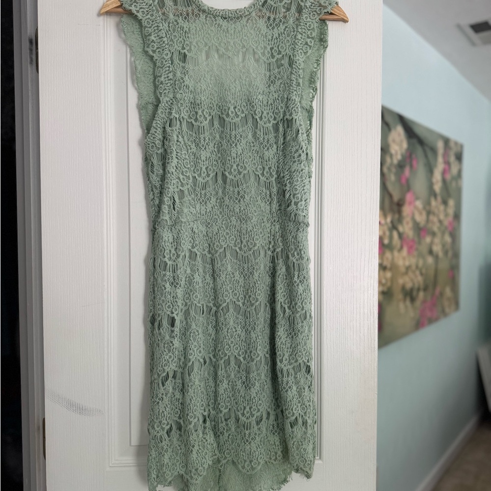 Elegant Lace Mint Green Dress free people. Gorgeous